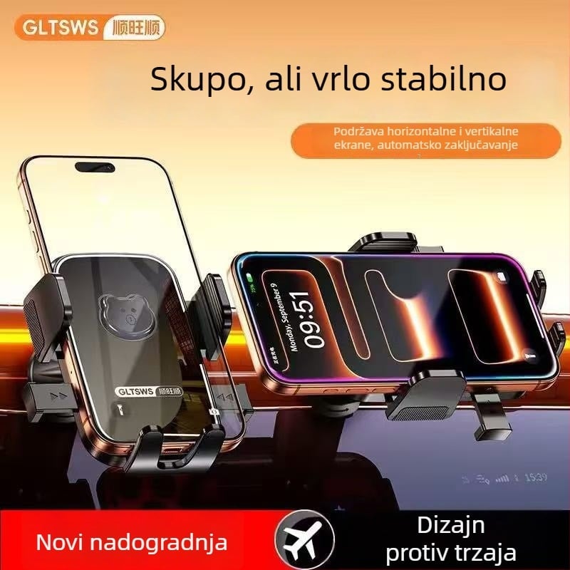 Auto držač za telefon s snap-on protiv vibracija za ventilacijski otvor, ABS materijal, crtani stil – Smooth and Prosperous