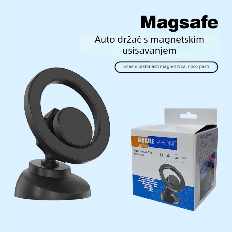 Magnetski držač za telefon u automobilu s MagSafe, za ploču instrumenta, univerzalni držač navigacije, ABS materijal, otisak logotipa