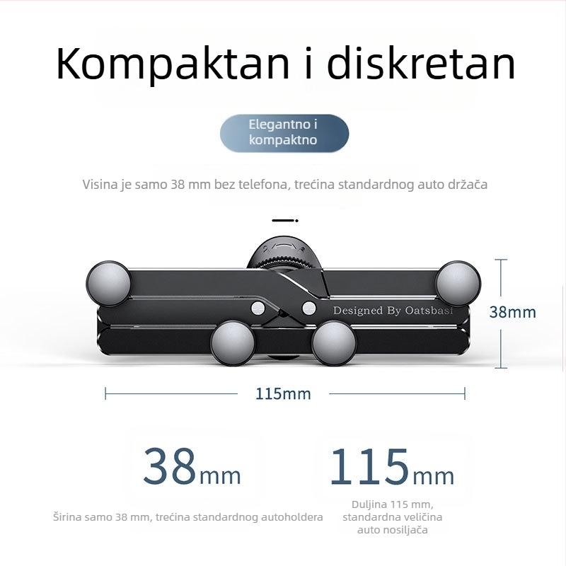 Držač za automobilsku ventilaciju od legure, minimalistički dizajn, model 03776, opća kompatibilnost