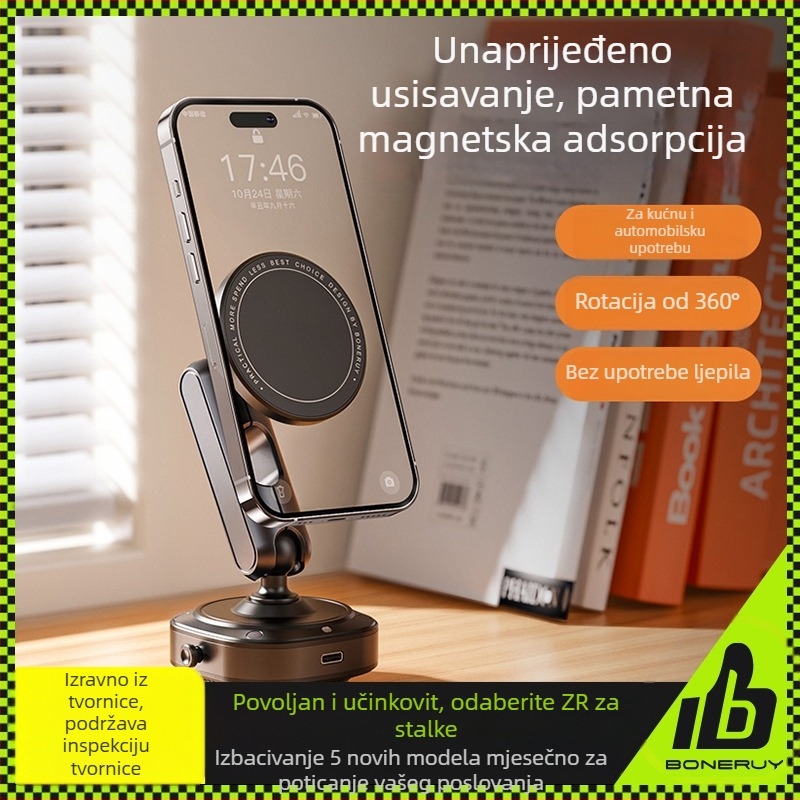 Boneruy Auto držač za telefon – jaka magnetska privlačnost, podrška navigaciji, sklopiva aluminijska legura
