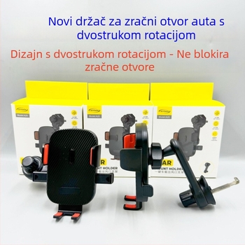 Auto nosač za otvor zraka s dvostrukim rotacijskim produženjem, kompatibilan s navigacijom, 360° rotacija, plastika