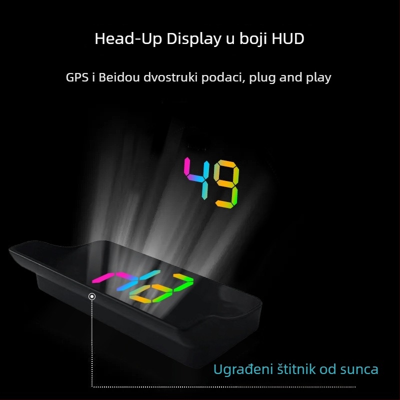 Automobilski HUD zaslon s BeiDou GPS testerom, višenamjenski HD projektor