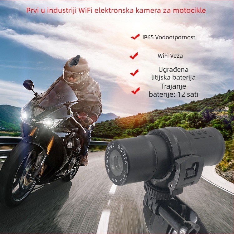 T1 Moto dash kamera - 1080P, 140° kut gledanja, TF kartica do 128GB, vodootporna za vanjsku upotrebu, napajanje 12V