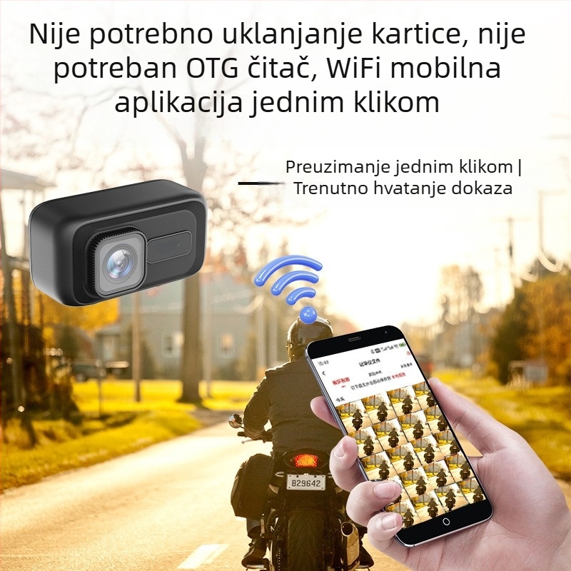 Vodootporna dash kamera za električna vozila, bicikle i motocikle – 2K HD, Wi-Fi povezivanje, USB napajanje, OTG