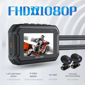 Mt05 dvostruki objektiv za motocikl s Wi‑Fi, daljinskim upravljanjem, FHD kamera