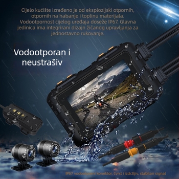 1080p vodootporan dvostruki snimač za motocikl s žičnim daljinskim upravljačem