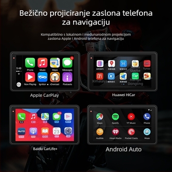 Motociklistički DVR s CarPlayom i projekcijom na zaslonu, 150° kut, 3MP senzor, TF kartica do 128GB, montiranje na upravljač, 12V