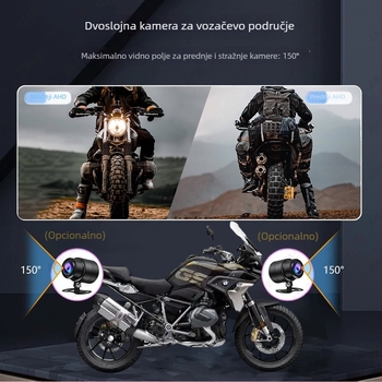 Motociklistički rekorder navigacijski uređaj s projekcijom zaslona, prednja i stražnja dvostruka kamera, IP68 vodootpornost, praćenje tlaka u gumama, TF kartica do 64GB