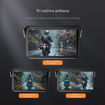 Motociklistički rekorder navigacijski uređaj s projekcijom zaslona, prednja i stražnja dvostruka kamera, IP68 vodootpornost, praćenje tlaka u gumama, TF kartica do 64GB