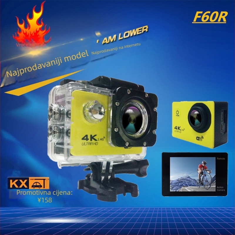 Vanjska sportska kamera za motocikle, 1080p, 140° kut gledanja, otvor blende f/2.0, WIFI dash cam