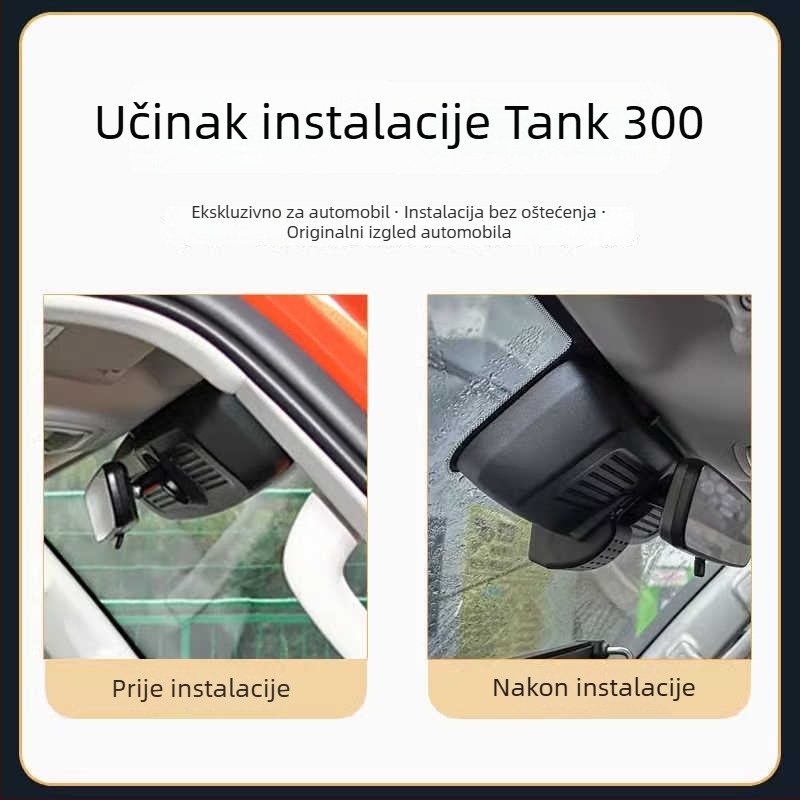 Tank 300 dash kamera, tvornički original, HD, skrivena bežična instalacija, dvostruka kamera, režim straže