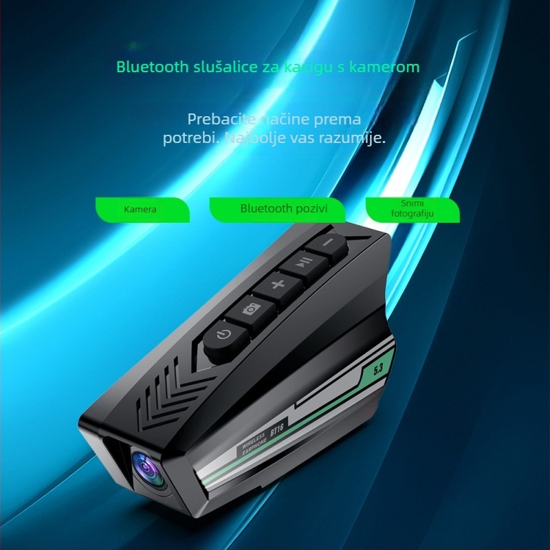 BT16 Višenamjenska kaciga Bluetooth slušalica s 1080P kamerom i lampom upozorenja