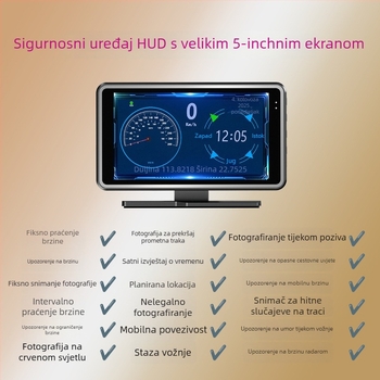 2-u-1 HUD za automobil i dash cam, 170° široki ugao gledanja, objektiv F2.0, 1080p, TF kartica, 128MB memorije