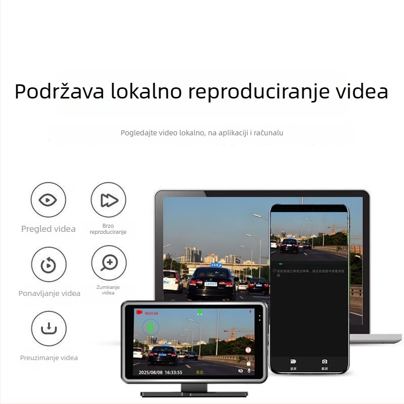2-u-1 HUD za automobil i dash cam, 170° široki ugao gledanja, objektiv F2.0, 1080p, TF kartica, 128MB memorije