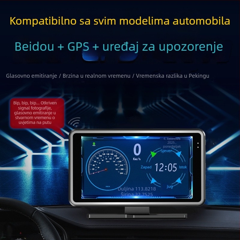 2-u-1 HUD za automobil i dash cam, 170° široki ugao gledanja, objektiv F2.0, 1080p, TF kartica, 128MB memorije