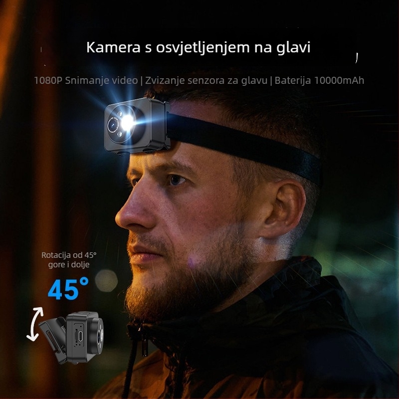 HD kamera za glavu D8, 90° vidno polje, 128 GB, 16 sati snimanja, podrška SD kartici