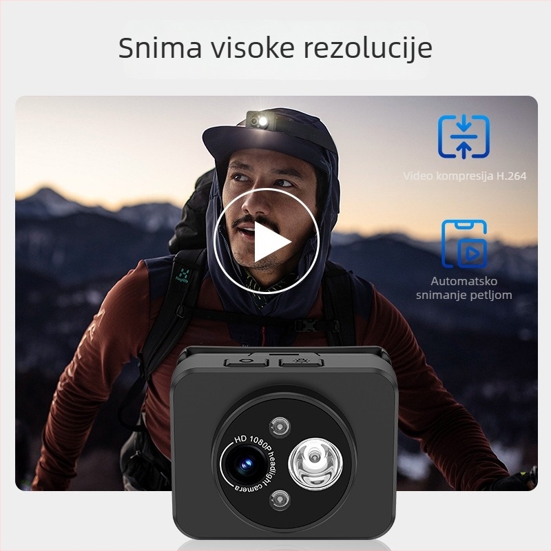 HD kamera za glavu D8, 90° vidno polje, 128 GB, 16 sati snimanja, podrška SD kartici
