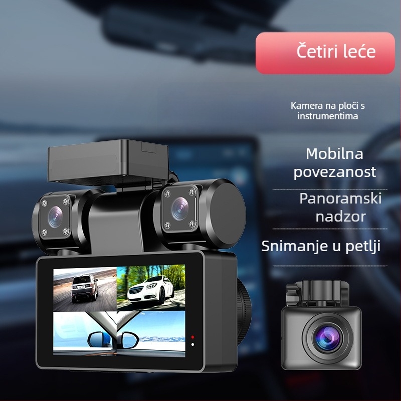 4-kanalni 4K dash cam s Wi‑Fi, noćnim vidom i nadzorom parkiranja (1080p)