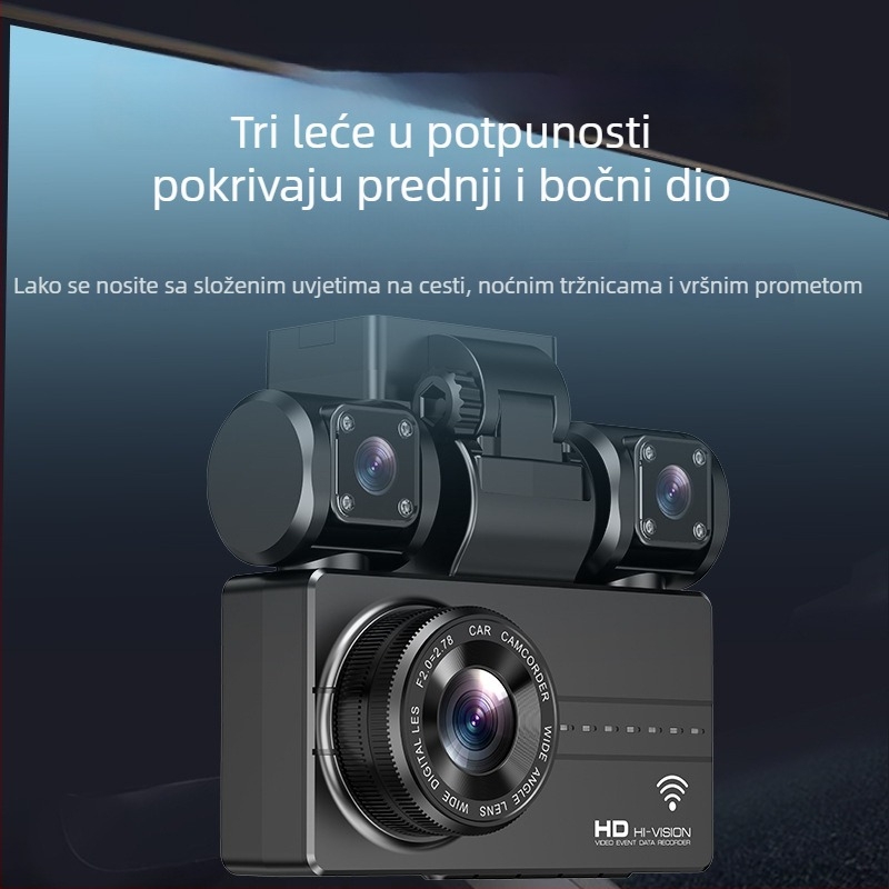 4-kanalni 4K dash cam s Wi‑Fi, noćnim vidom i nadzorom parkiranja (1080p)