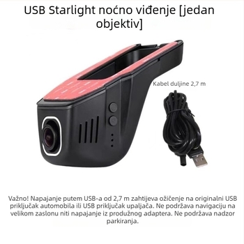 U-oblikovana skrivena HD kamera za automobil s Wi‑Fi, napajanjem USB/ACC, dvostruko ili jednostruko snimanje, 4K+ rezolucija, 170° široki kut, montaža na vjetrobran