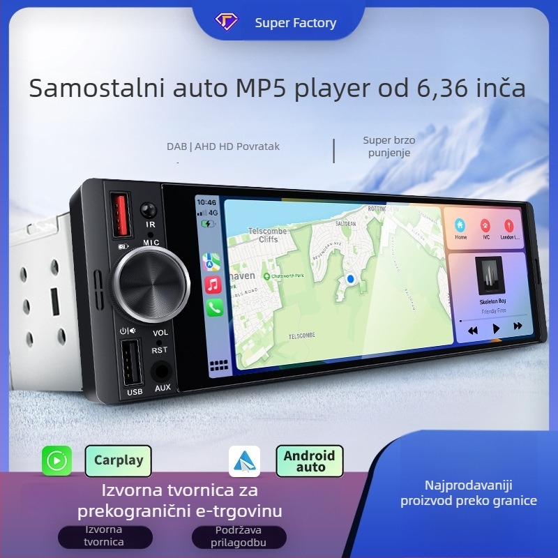 Semaitu LCD dodirni zaslon automobil radio s ugrađenim DAB-om, bežični CarPlay i Android Auto, super brzo punjenje, podrška SD karti