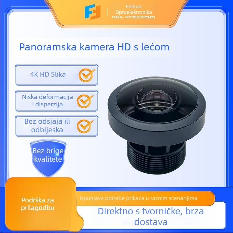 Feihua panoramski objektiv s fiksnim fokusom – fisheye 8 MP, žarišna duljina 1,56 mm, otvor blende f/2.0, vidno polje 180°