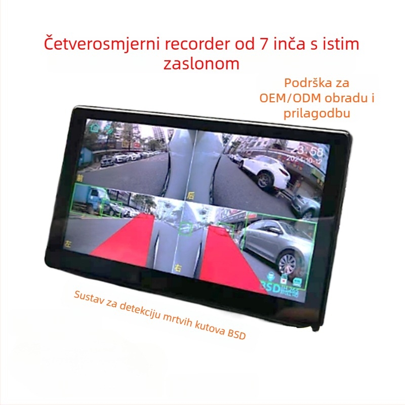 Automobilski LCD monitor s detekcijom mrtvih kutova, HD zaslon, 1024x600 IPS, AHD ulaz, kompatibilan s BMW glavnom jedinicom