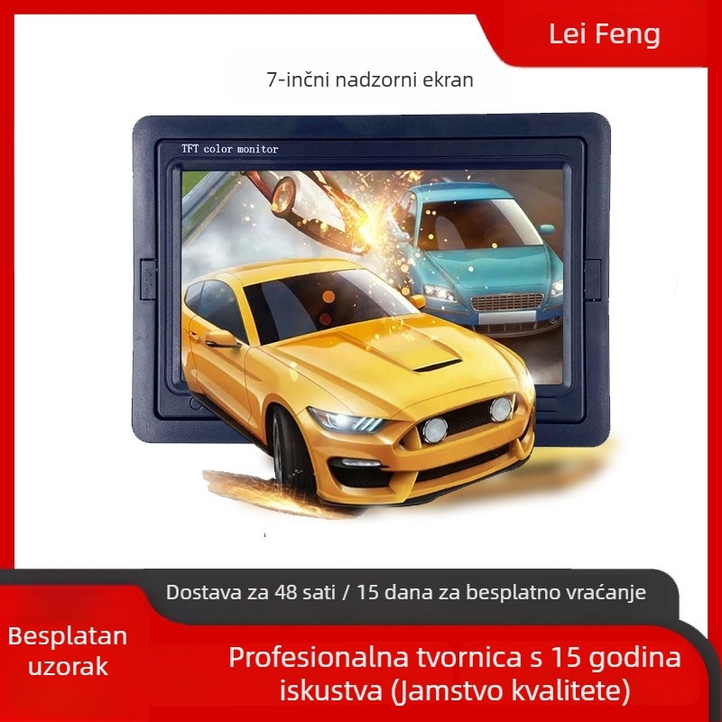Automobilski LCD monitor sa širokim kutom prikaza i slikom za vožnju unazad, TFT 800x480, PAL/NTSC, 12-36V