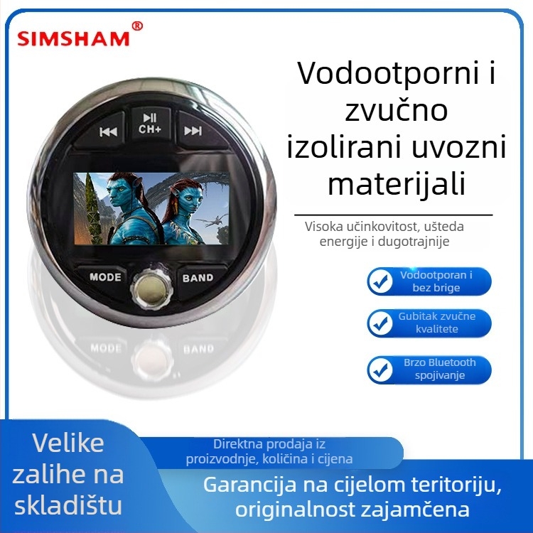 Bluetooth vodootporan zvučnik s MP3/MP5 playerom za brodove i vozila, 12V, model 8371, silikon
