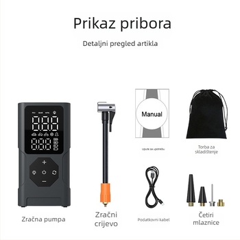 Automobilska pumpa za napuhavanje guma P024 – 100W, 5V, 2A, težina 650 g