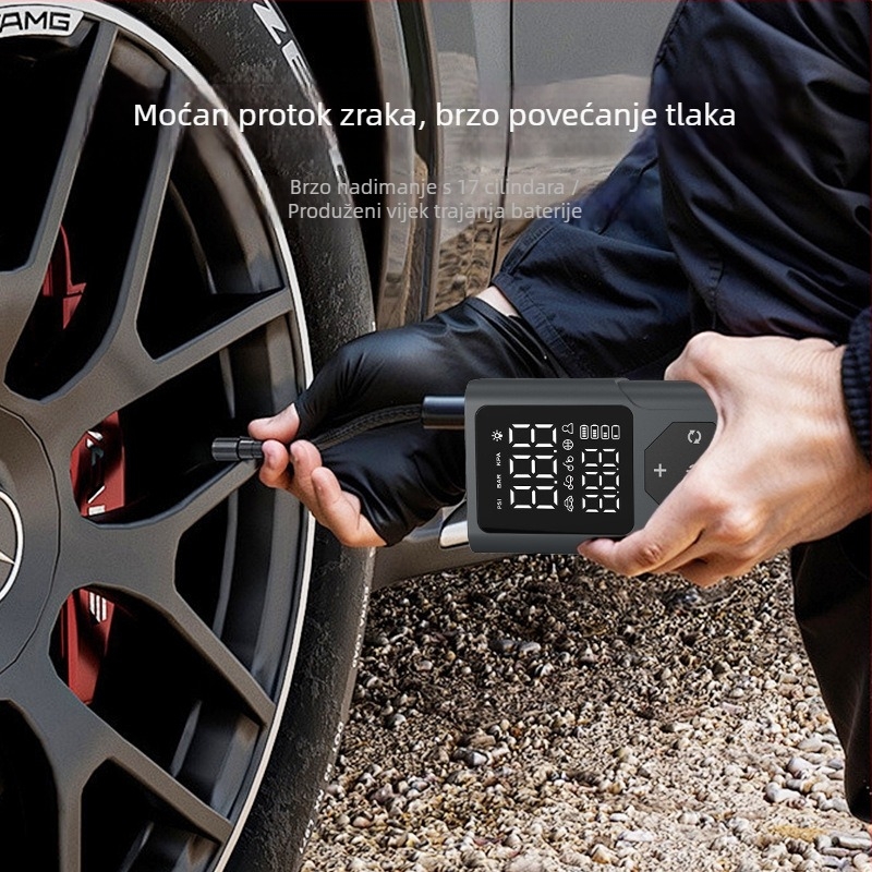 Automobilska pumpa za napuhavanje guma P024 – 100W, 5V, 2A, težina 650 g