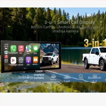 Prenosivi MP5 Bluetooth zaslon za automobil, 10,26 inča, s bežičnim CarPlay i Android navigacijom