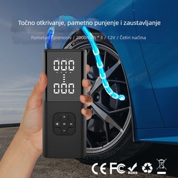 MP008-2 Automobilska pumpa za gume s prilagodljivim tlakom, protok zraka 25 L/min, 2000W, 5V