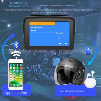 Bežični CarPlay navigacijski zaslon za motocikl, 5 inča, odvojiv, prenosni, vodootporan, HD zaslon za vožnju