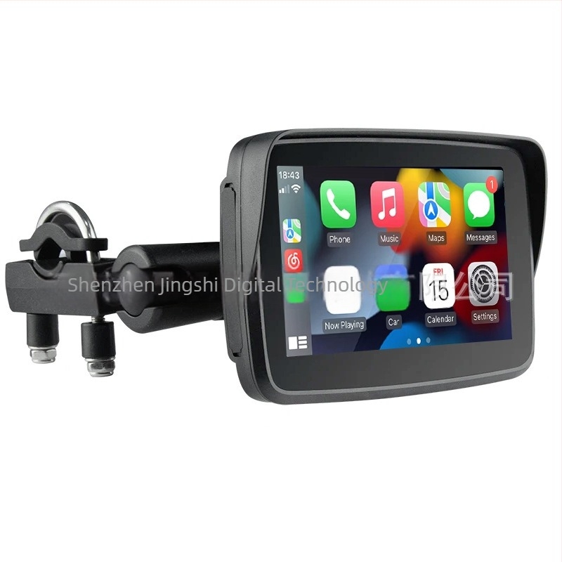 Bežični CarPlay navigacijski zaslon za motocikl, 5 inča, odvojiv, prenosni, vodootporan, HD zaslon za vožnju