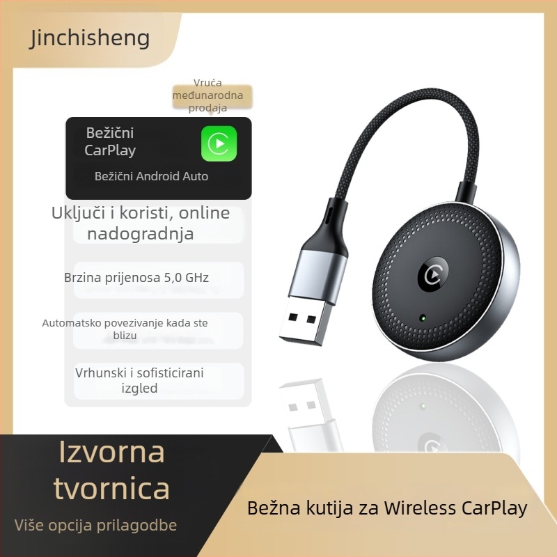 CarPlay bežični adapter (Model 4105, USB i Type-C sučelja, iOS 10+, RAM 1GB, težina 68g)