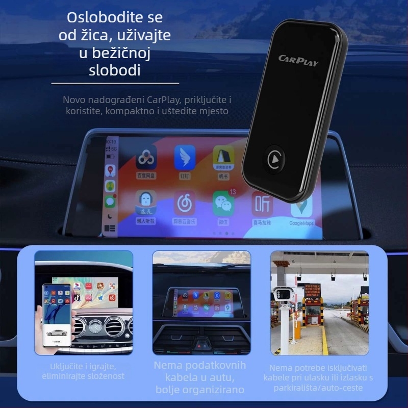 CP100 bežični adapter CarPlay/Android Auto s USB-C sučeljem (dva u jednom)