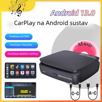 Automobilski DVD player s CarPlayom (kablom na bežični) i Android Auto, SX-360D, 2GB RAM/16GB ROM, 1280x720, USB-C, CD player