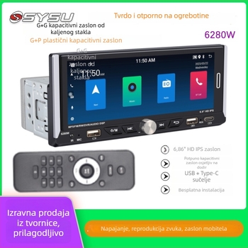 Bežični i žični CarPlay sustav za automobil s HD zaslonom, Bluetooth 5.0 i FM prijemom na cijelom frekvencijskom rasponu