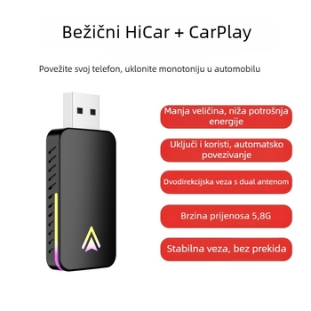 CarPlay i Hicar 2-u-1 auto adapter, kabelski na bežični | Box001 | dvostruko jezgreni procesor | Linux | USB priključak | 1080P