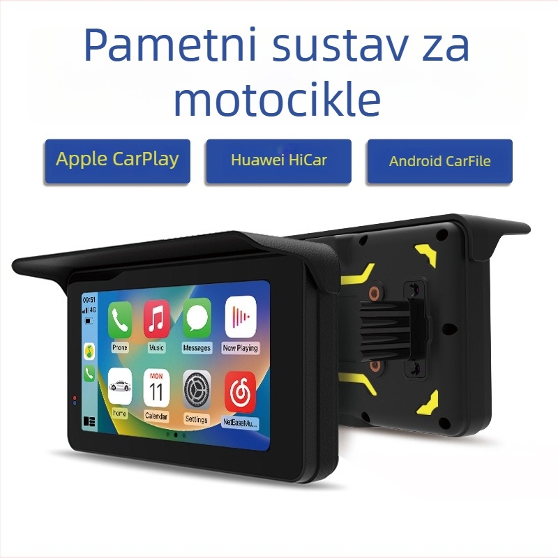 MT88A CarPlay navigacijski sustav za motocikle, bežični, vodootporan dodirni zaslon, Linux OS, 480×854 rezolucija, 1GB RAM, dvojezgreni procesor