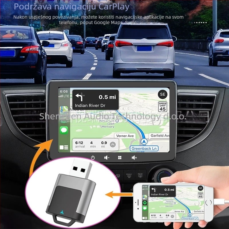 2-u-1 bežični modul CarPlay i Android Auto, univerzalna kompatibilnost, Cp-013, 5V, 0.5W