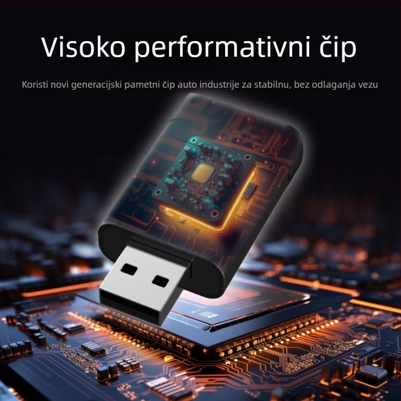 Dnakawa CarPlay 2-u-1 adapter: kabelski na bežični CarPlay, USB sučelje, model TAB08, ABS kućište, prilagodba obrade