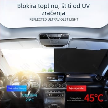 Auto sjenilo za prednje staklo s grafenovim ledenim svilenim materijalom, snap-in ugradnja, namijenjeno za određene modele, jednostavan stil (Materijal: Graphene ice silk; Ugradnja: Snap-in; Modeli: Dedicated car; Stil: Simple)
