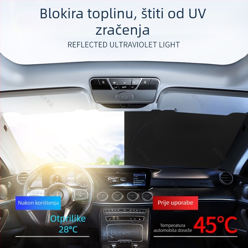 Auto sjenilo za prednje staklo s grafenovim ledenim svilenim materijalom, snap-in ugradnja, namijenjeno za određene modele, jednostavan stil (Materijal: Graphene ice silk; Ugradnja: Snap-in; Modeli: Dedicated car; Stil: Simple)
