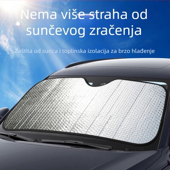 Automobilska sjenila za prednje staklo (aluminijska folija, pričvršćivanje usisnim čašicama, universalna prilagodba, prednji dio, jednostavan stil)