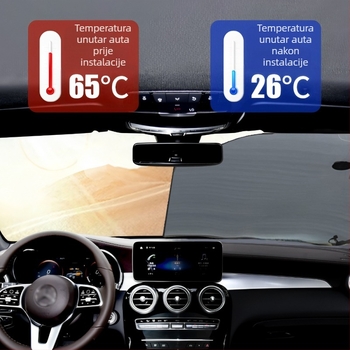 Automobilska sjenila za prednje staklo (aluminijska folija, pričvršćivanje usisnim čašicama, universalna prilagodba, prednji dio, jednostavan stil)