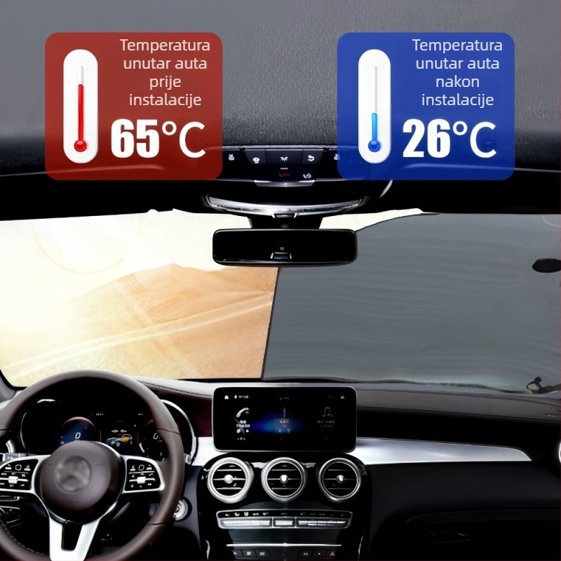 Automobilska sjenila za prednje staklo (aluminijska folija, pričvršćivanje usisnim čašicama, universalna prilagodba, prednji dio, jednostavan stil)