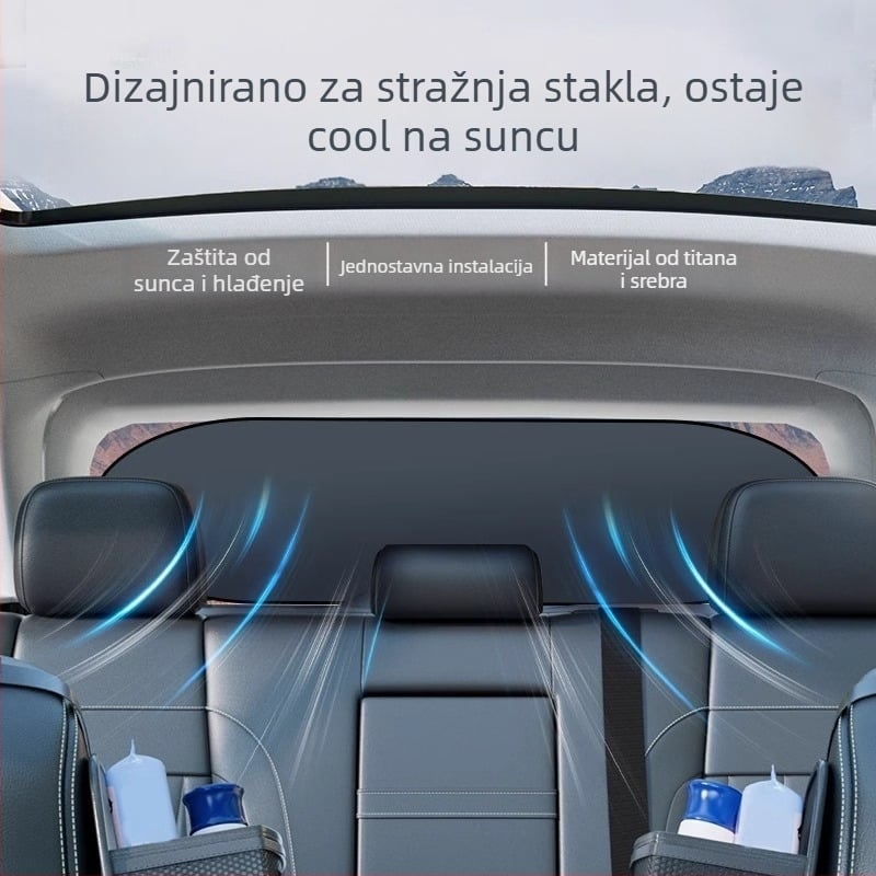 Auto sjenilo za stražnje staklo - univerzalno, pričvršćivanje usisnim čašicama, minimalistički dizajn, moguć ispis logotipa