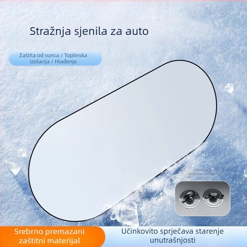 Sjena za stražnje staklo autom s čeličnim žicom i tkaninom s titanovim premazom | Ugradnja: usisna čašica | Univerzalna prilagodba | Jednostavan stil | Jednobojni uzorak